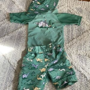 Green Dinosaur Print Swimwear